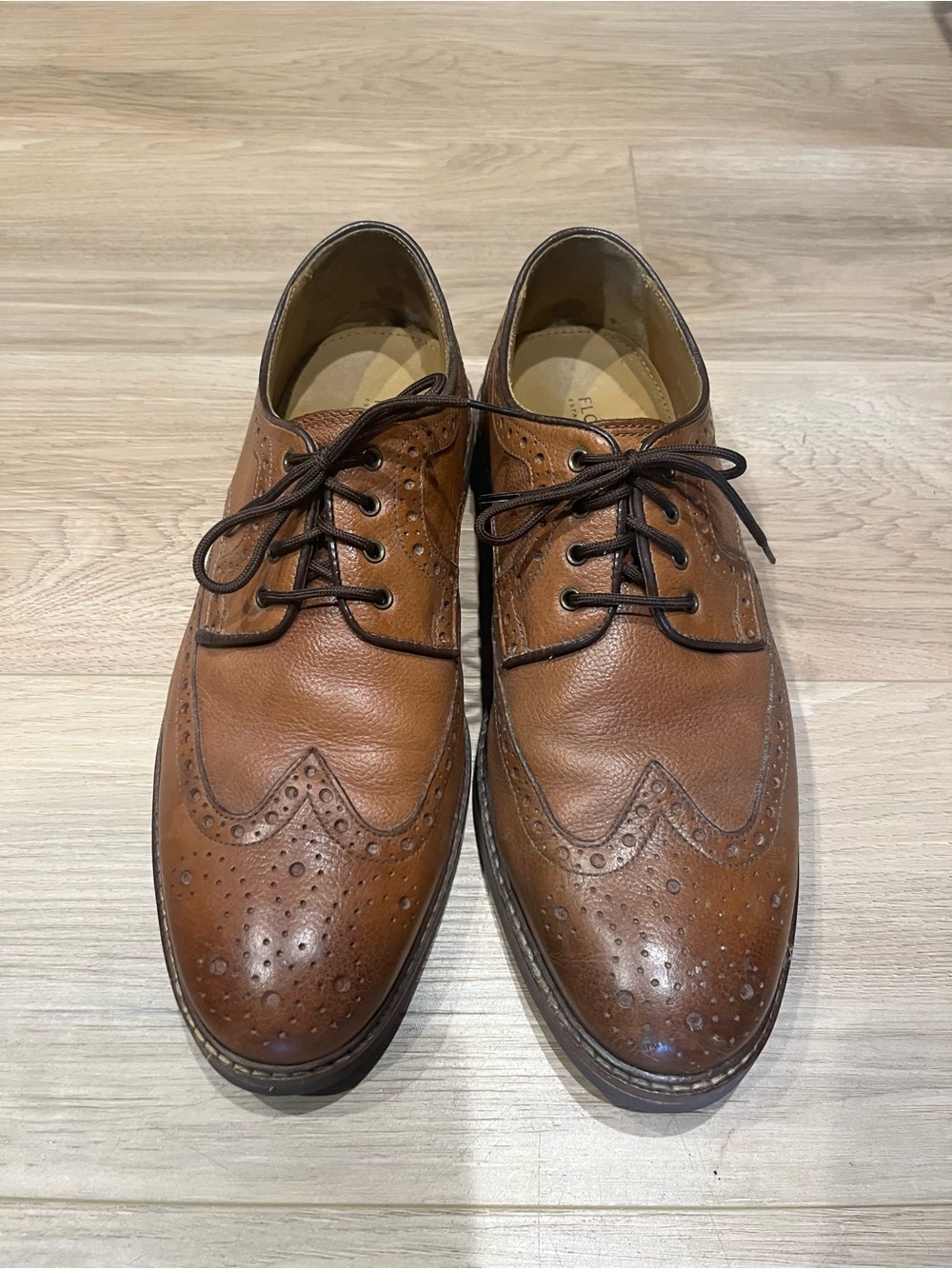 Florsheim Men's Tan Leather Wingtip Dress Shoes 9EEE